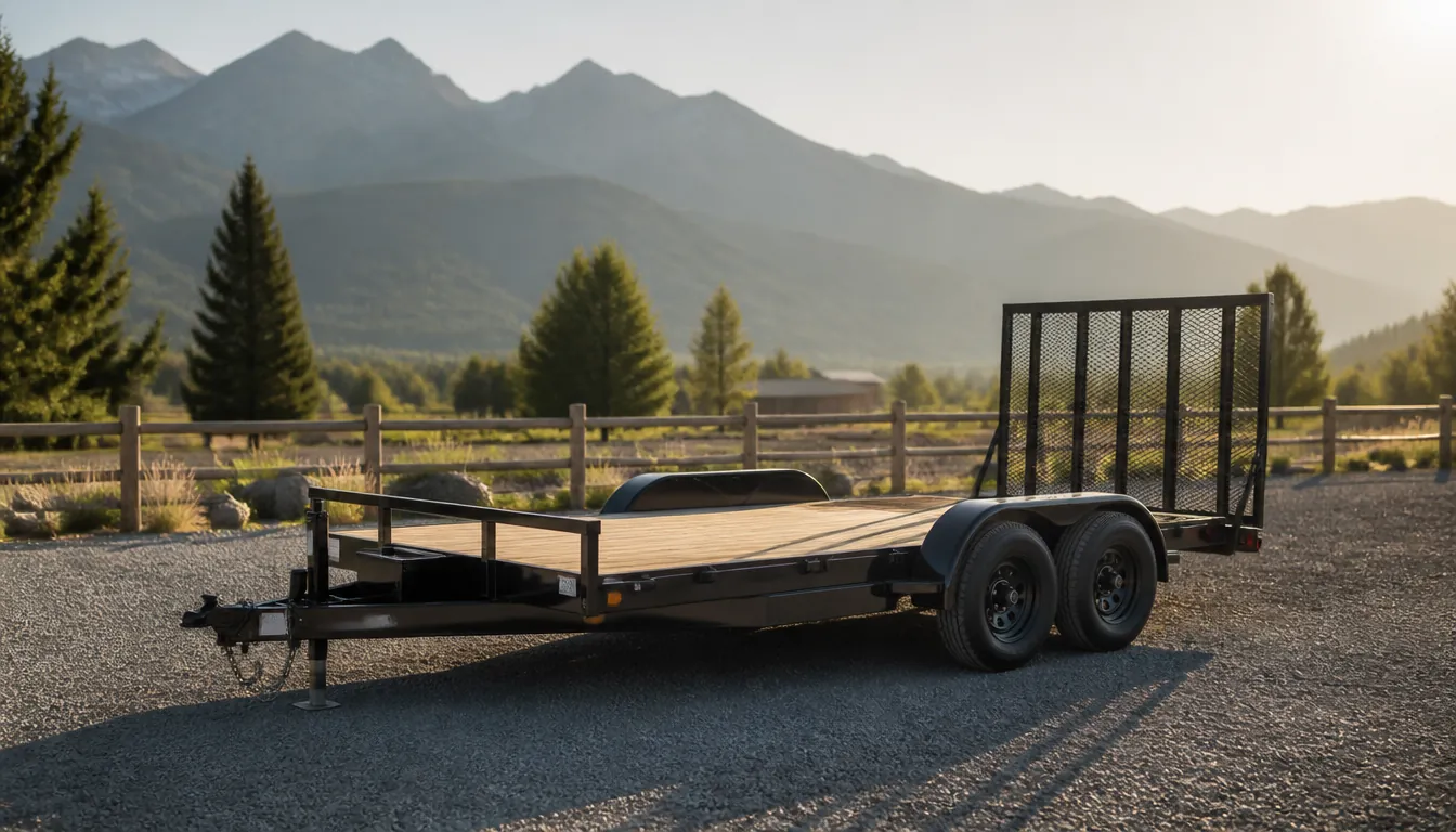 Trailer parked near Saint Anthony, Idaho landscape